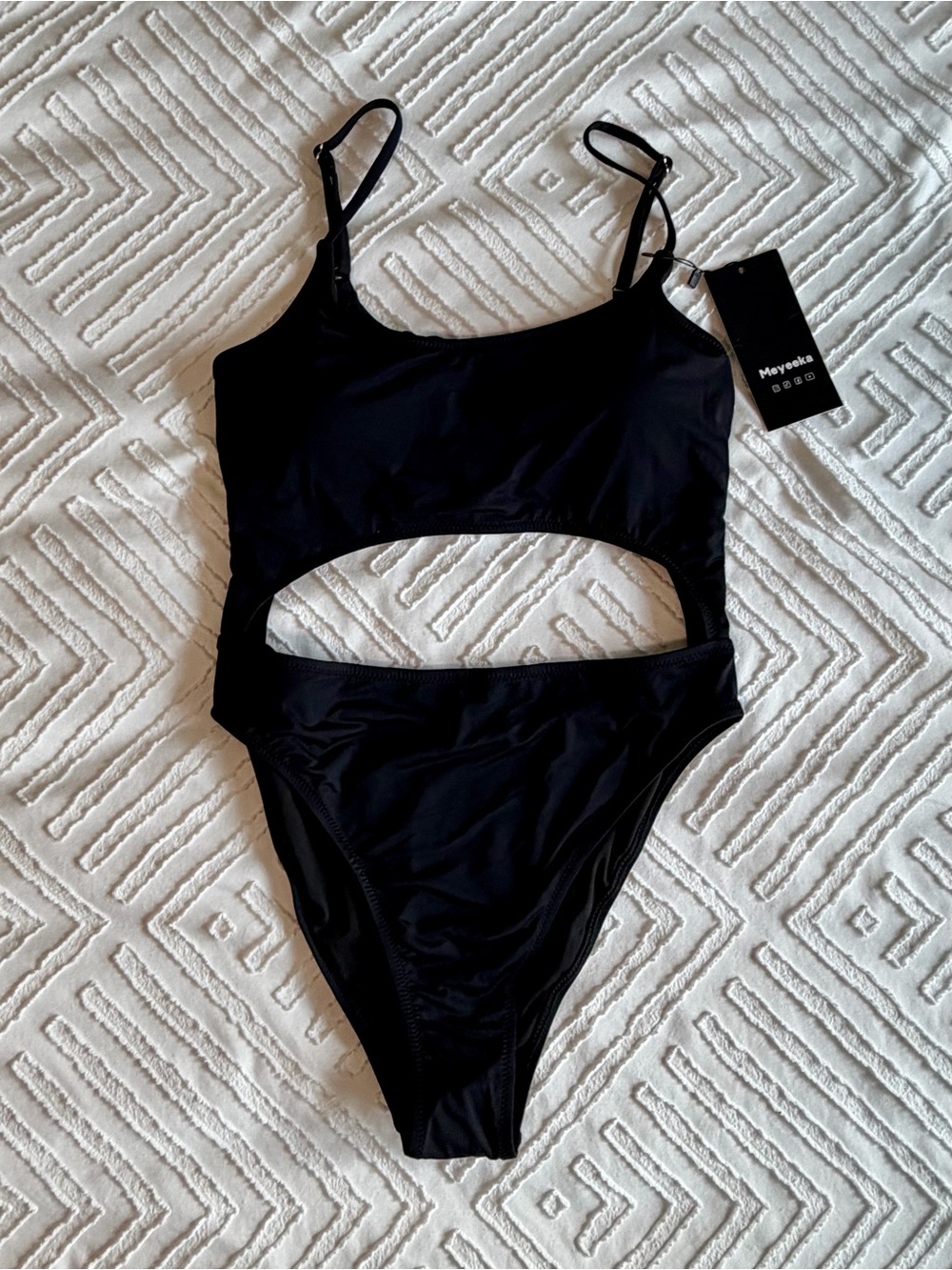 NWT Meyeeka Black Cutout One-Piece Swimsuit